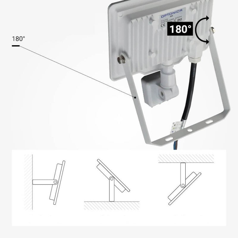 LED Floodlight, White, City Line, PIR Sensor, 20W, Warm Light — image 3