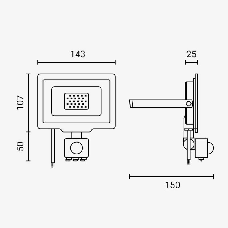 LED Floodlight, White, City Line, PIR Sensor, 20W, Warm Light — image 4