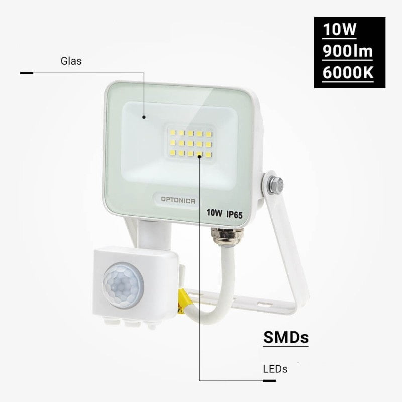 LED Floodlight, White, PIR Sensor, 10W, 120°, Neutral Light — image 4