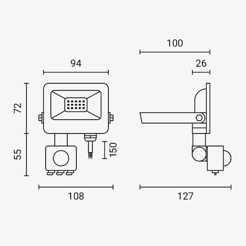 LED Floodlight, White, PIR Sensor, 10W, 120°, Warm Light — image 6