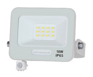 LED Floodlight, White, PIR Sensor, 10W, 120°, Warm Light — image 1