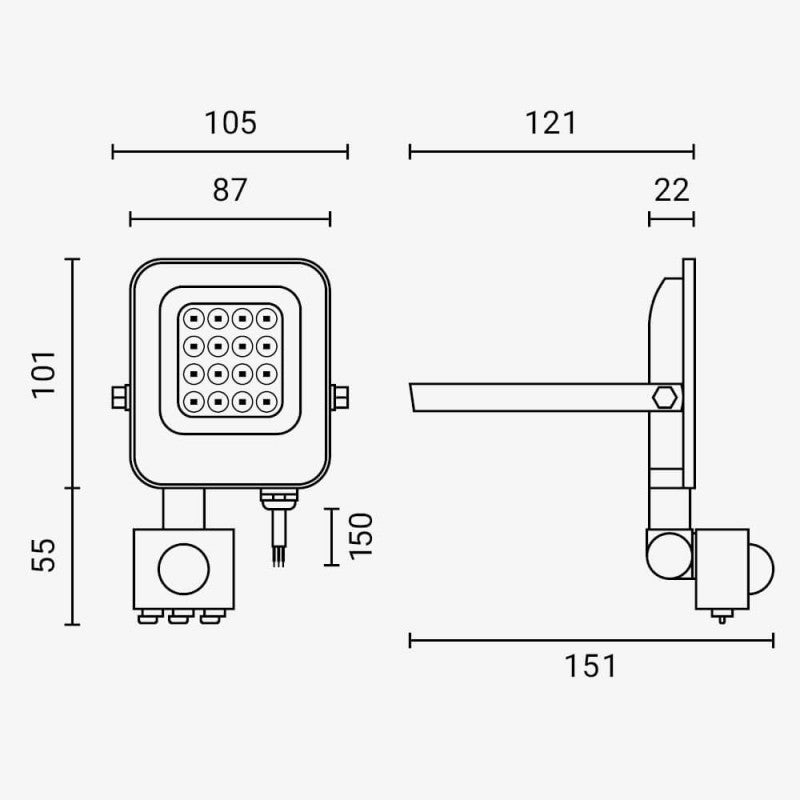 LED Floodlight, White, PIR Sensor, 10W, Warm Light — image 5