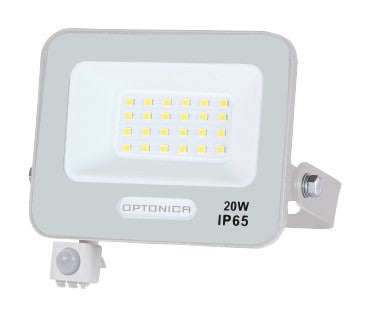 LED Floodlight, White, PIR Sensor, 20W, 120°, White Light — image 1