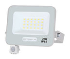 LED Floodlight, White, PIR Sensor, 20W, 120°, White Light — image 1