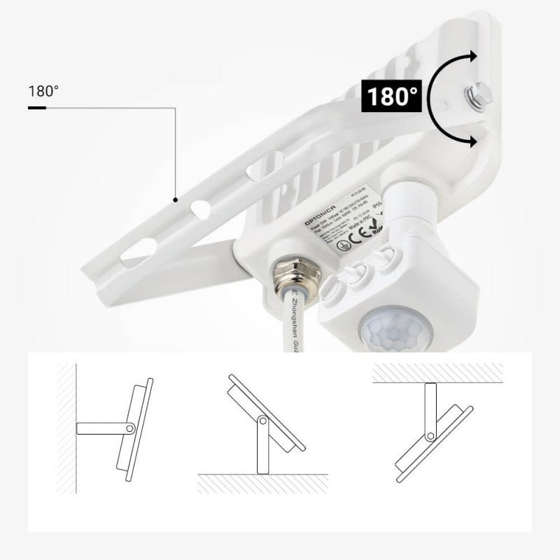 LED Floodlight, White, PIR Sensor, 20W, 120°, Neutral Light — image 5