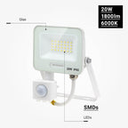 LED Floodlight, White, PIR Sensor, 20W, 120°, White Light — image 4
