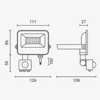 LED Floodlight, White, PIR Sensor, 20W, 120°, White Light — image 6
