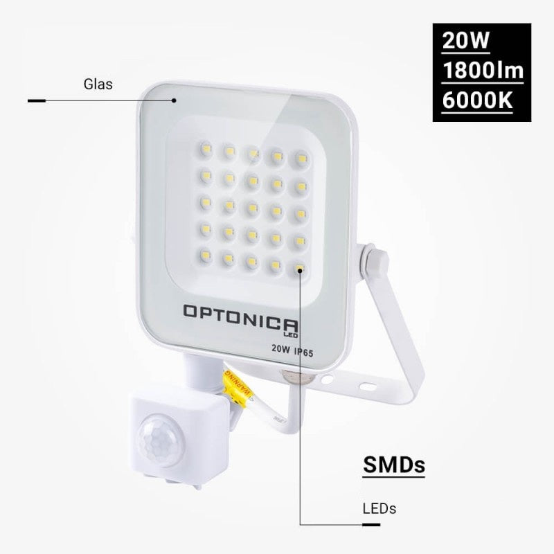 LED Floodlight, White, PIR Sensor, 20W, Neutral Light — image 4