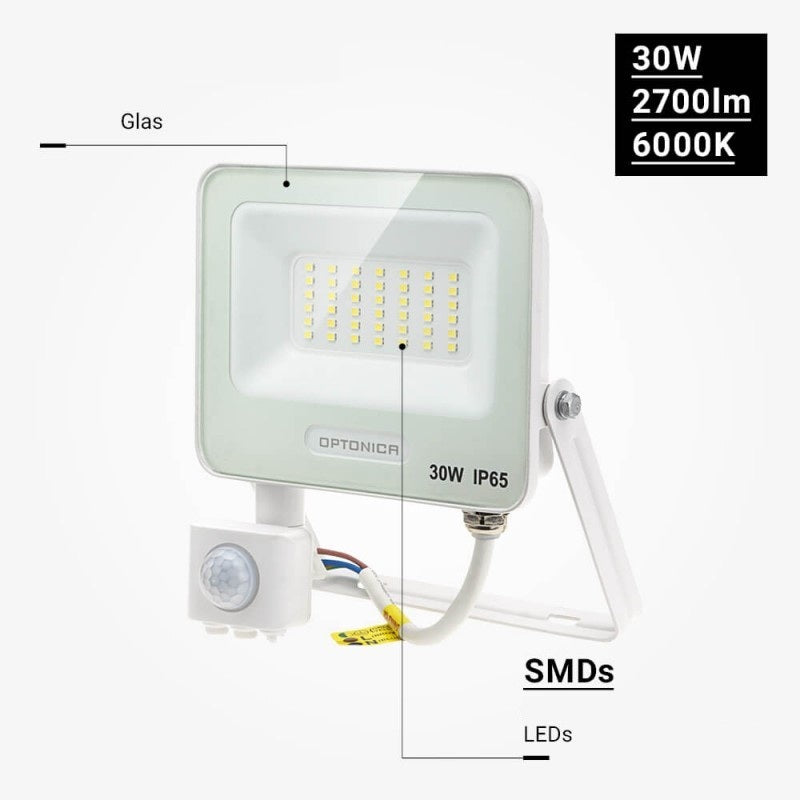 LED Floodlight, White, PIR Sensor, 30W, 120°, Neutral Light — image 4