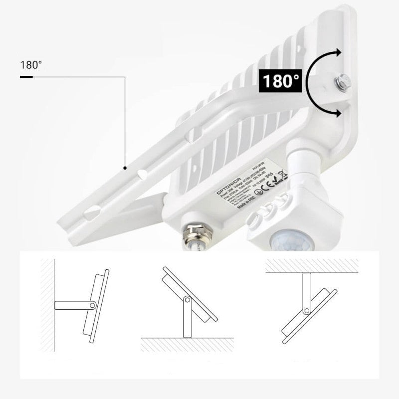 LED Floodlight, White, PIR Sensor, 30W, 120°, White Light — image 5