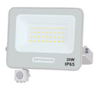 LED Floodlight, White, PIR Sensor, 30W, 120°, Warm Light — image 1
