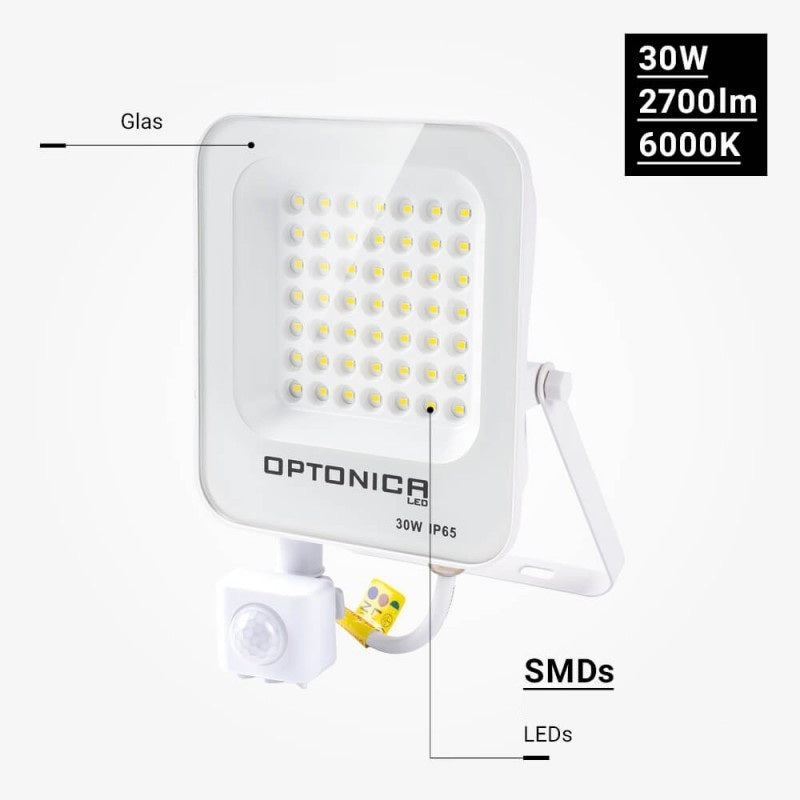 LED Floodlight, White, PIR Sensor, 30W, Neutral Light — image 4
