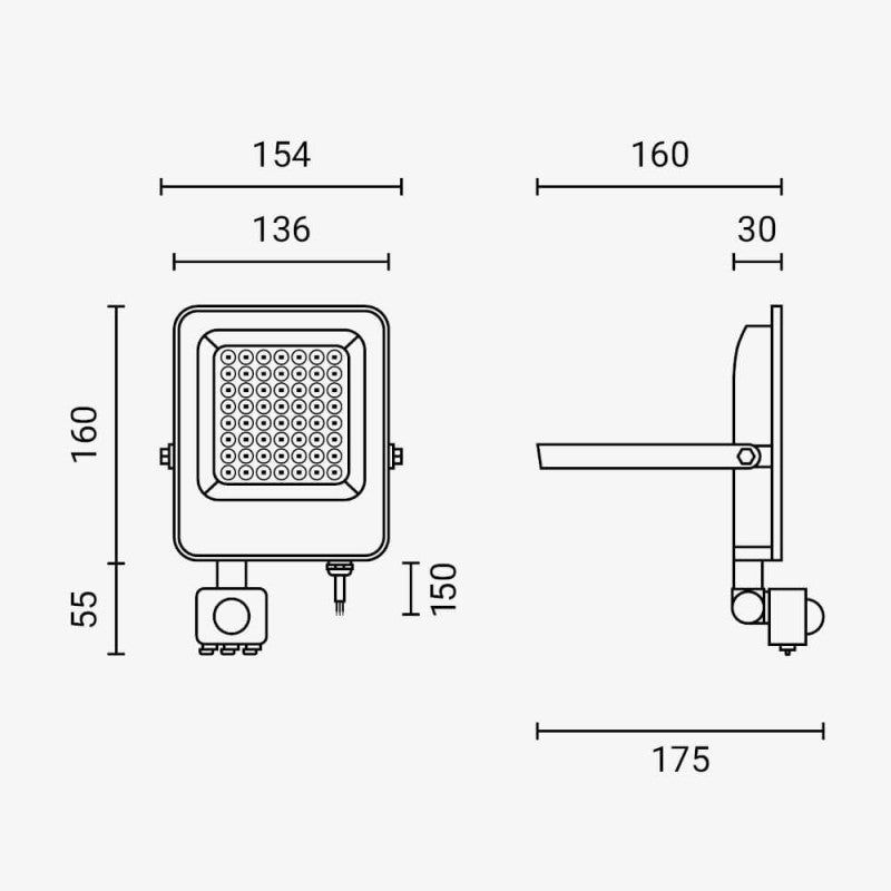 LED Floodlight, White, PIR Sensor, 30W, Neutral Light — image 6