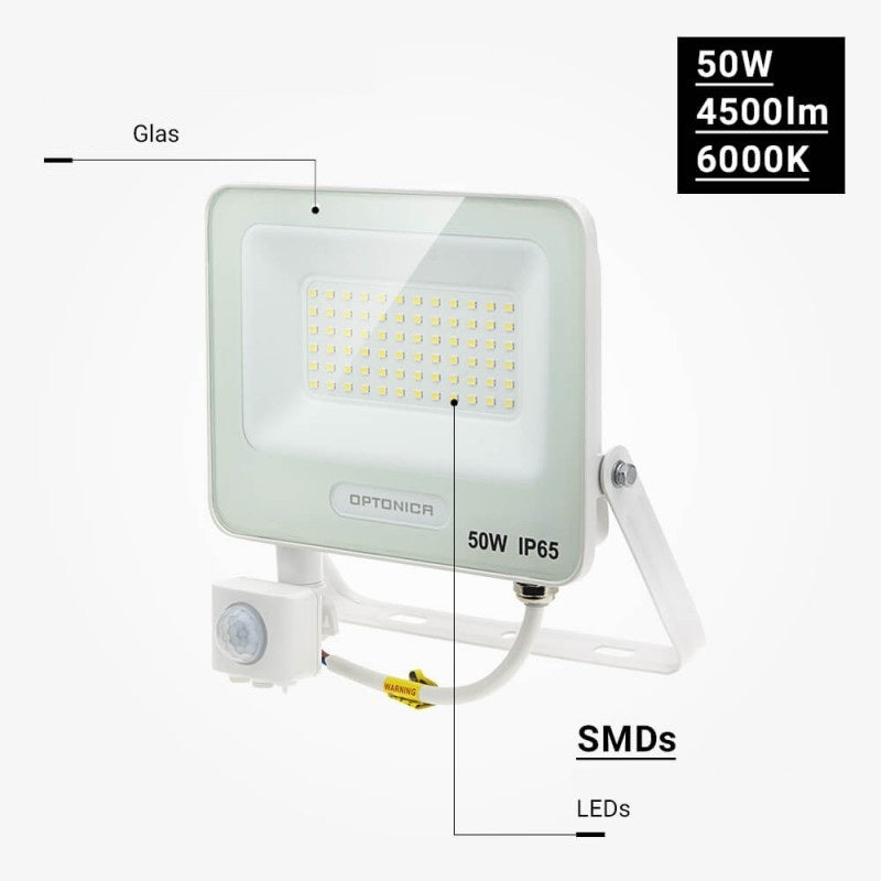 LED Floodlight, White, PIR Sensor, 50W, 120°, Neutral Light — image 4