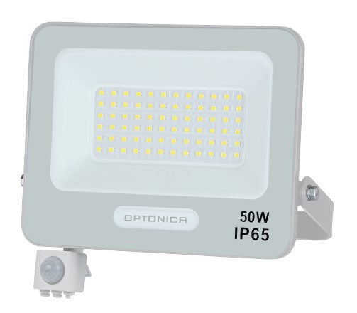LED Floodlight, White, PIR Sensor, 50W, 120°, Neutral Light — image 1