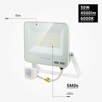 LED Floodlight, White, PIR Sensor, 50W, 120°, White Light — image 4
