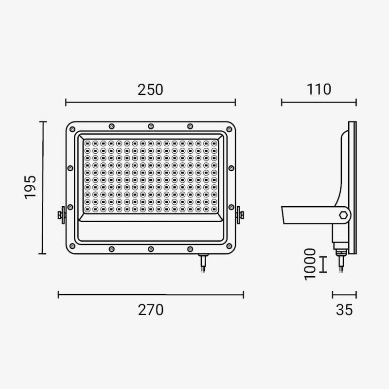 LED Floodlight, Black, 100Lm/W, 100W, Neutral Light — image 5
