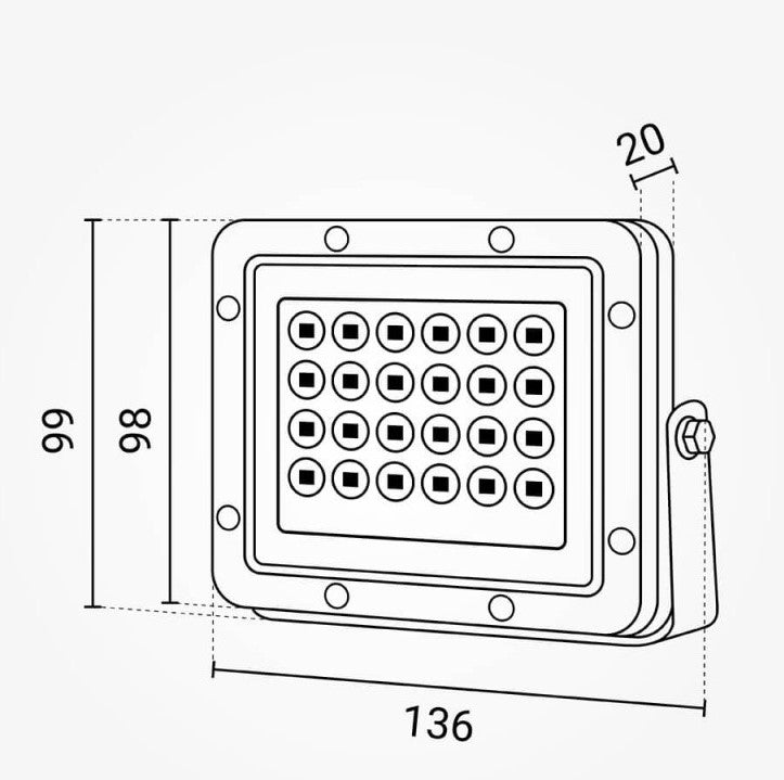 LED Floodlight, Black, 100Lm/W, 20W, Warm Light — image 7