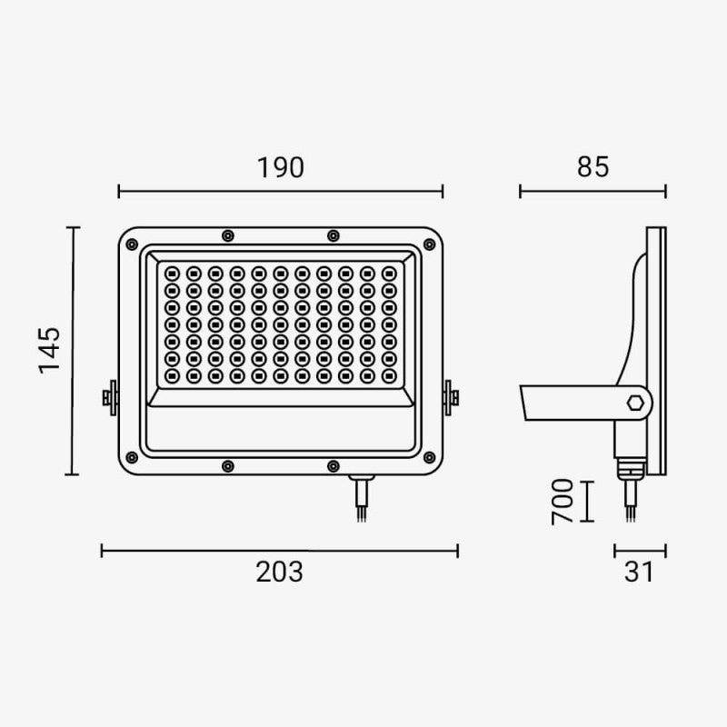 LED Floodlight, Black, 100Lm/W, 50W, Warm Light — image 7