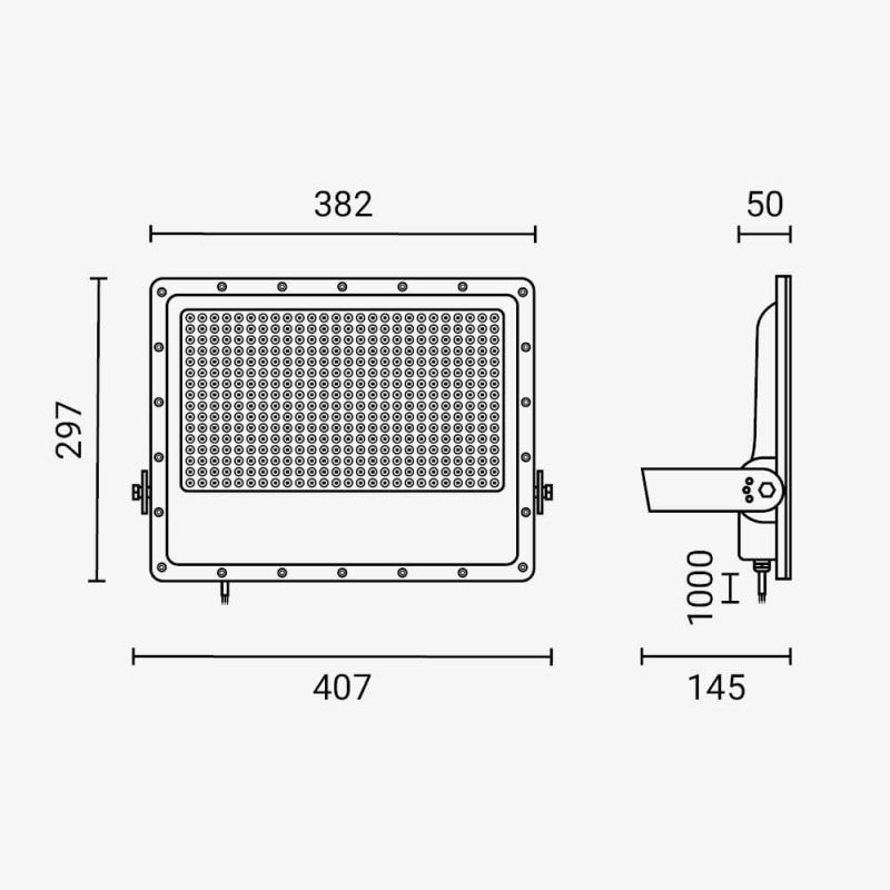 LED Floodlight, Black, 140Lm/W, 300W, Neutral Light — image 5
