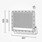 LED Floodlight, Black, 140Lm/W, 300W, White Light — image 4