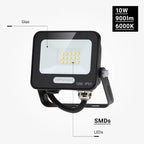 LED Floodlight, Black, 90Lm/W, 10W, Warm Light — image 4