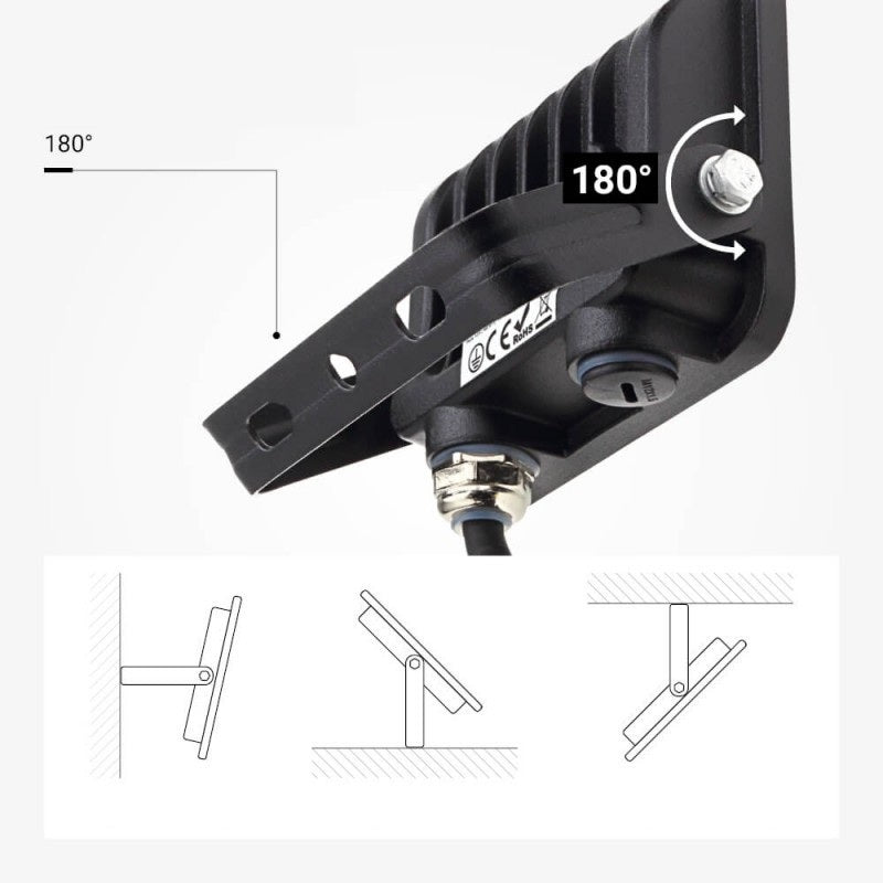 LED Floodlight, Black, 90Lm/W, 10W, Warm Light — image 6
