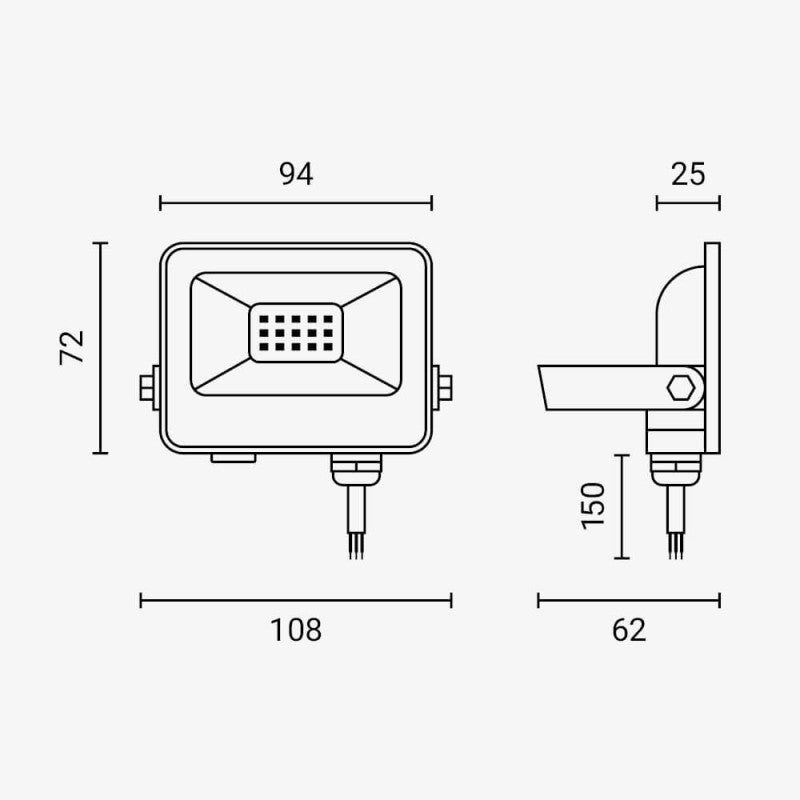 LED Floodlight, Black, 90Lm/W, 10W, Warm Light — image 8