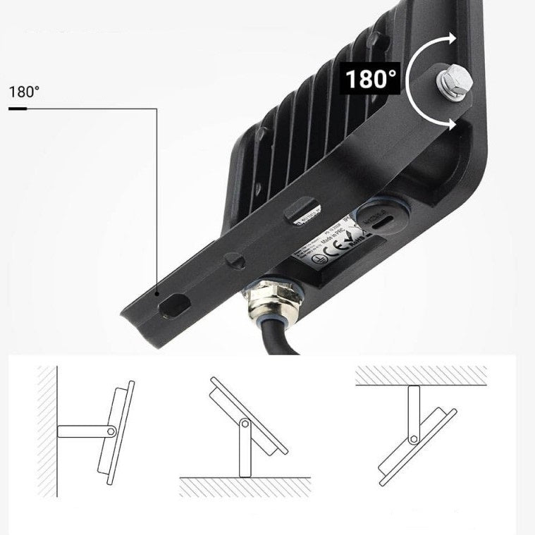 LED Floodlight, Black, 90Lm/W, 20W, Warm Light — image 4