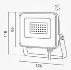 LED Floodlight, Black, 90Lm/W, 20W, Warm Light — image 7