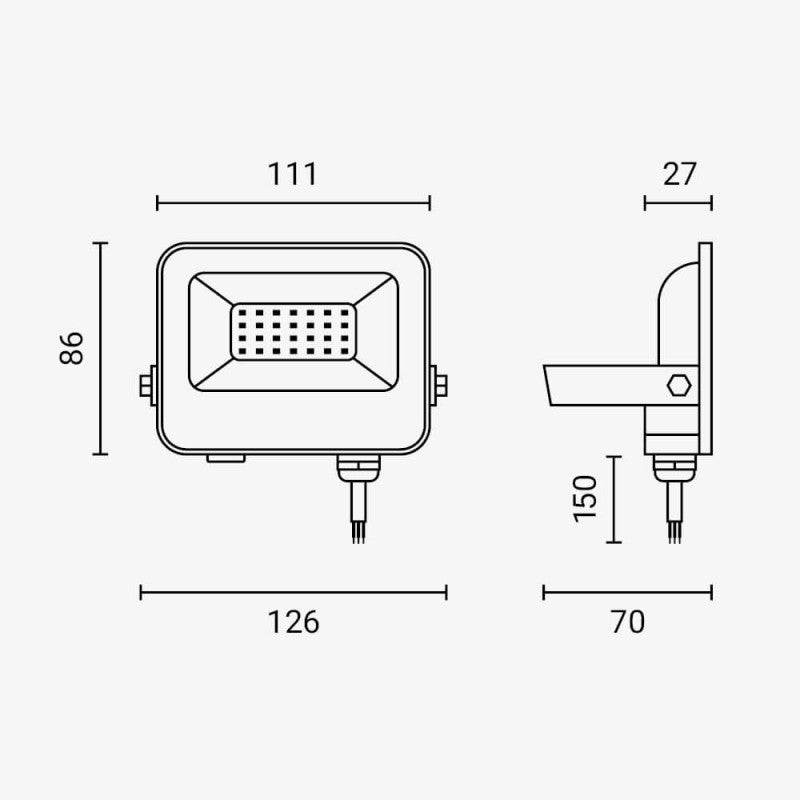 LED Floodlight, Black, 90Lm/W, 20W, Warm Light — image 8