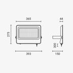 LED Floodlight, Black, 90Lm/W, 300W, White Light — image 4