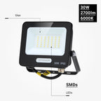 LED Floodlight, Black, 90Lm/W, 30W, Warm Light — image 4