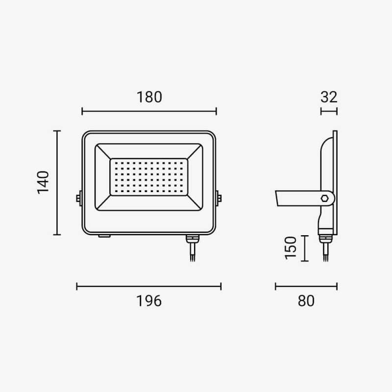LED Floodlight, Black, 90Lm/W, 50W, Warm Light — image 8