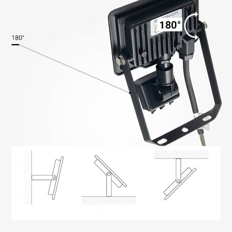 LED Floodlight, Black, City Line, PIR Sensor, 10W, Warm Light — image 4