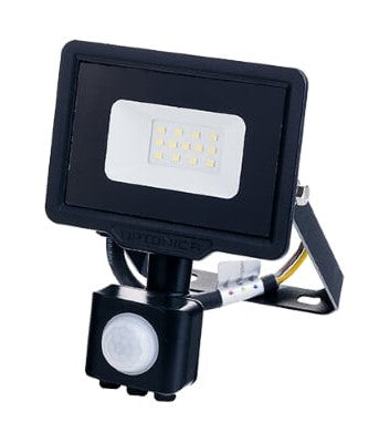 LED Floodlight, Black, City Line, PIR Sensor, 10W, Warm Light — image 1