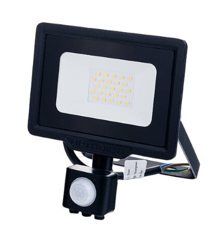 LED Floodlight, Black, City Line, PIR Sensor, 30W, Warm Light — image 1