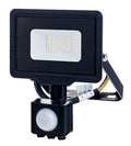 LED Floodlight, Black, City Line, PIR Sensor, Cable 70cm, 10W, Warm Light — image 1