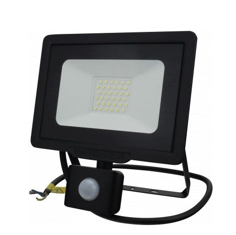 LED Floodlight, Black, City Line, PIR Sensor, Cable 70cm, 30W, Warm Light — image 2