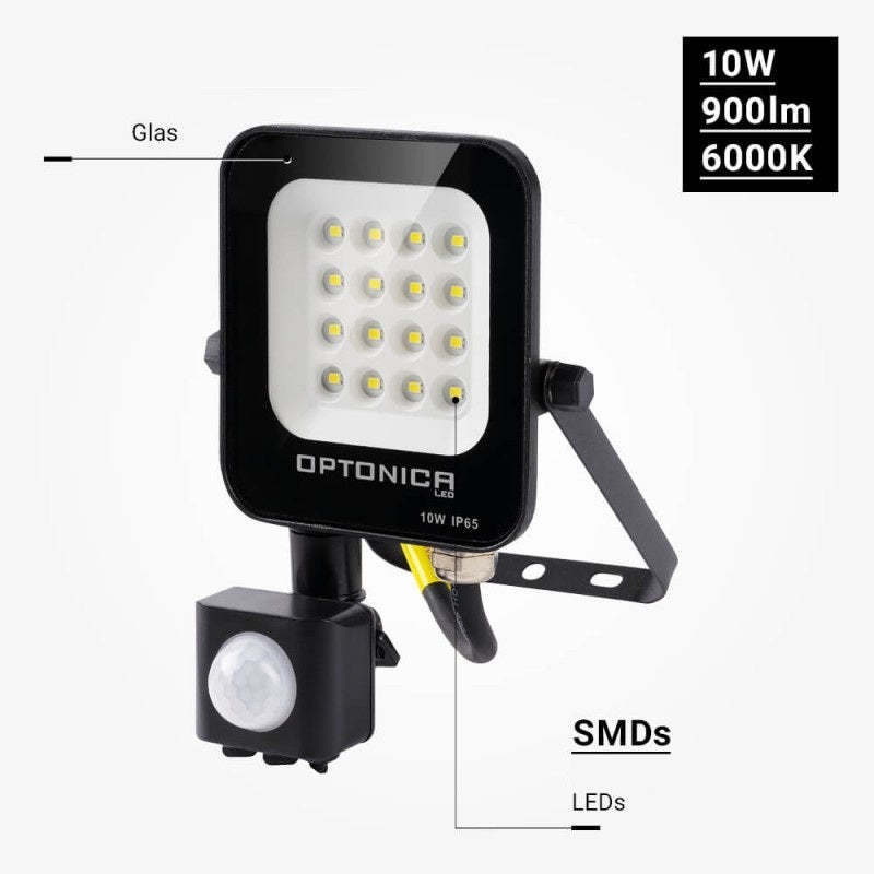 LED Floodlight, Black, PIR Sensor, 10W, Warm Light — image 4