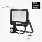 LED Floodlight, Black, PIR Sensor, 30W, 120°, Warm Light — image 4