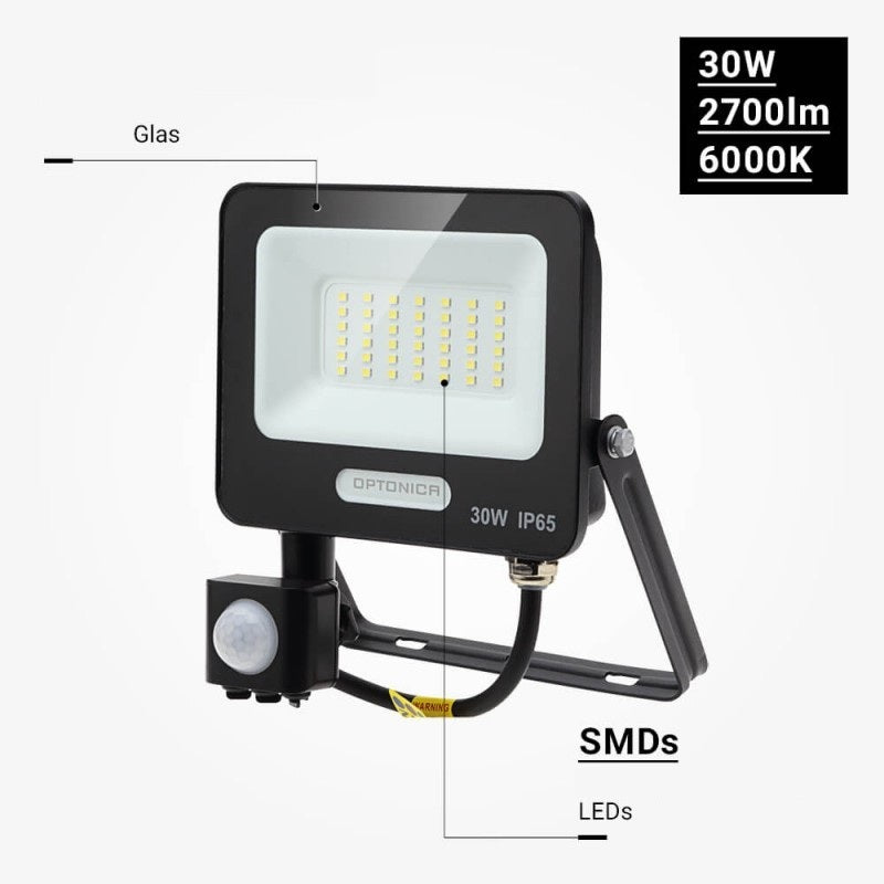 LED Floodlight, Black, PIR Sensor, 30W, 120°, Warm Light — image 4