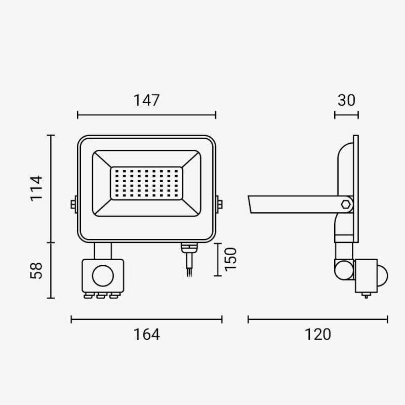 LED Floodlight, Black, PIR Sensor, 30W, 120°, Warm Light — image 6