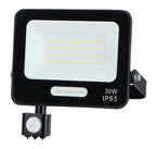 LED Floodlight, Black, PIR Sensor, 30W, 120°, Warm Light — image 1
