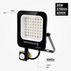 LED Floodlight, Black, PIR Sensor, 30W, Warm Light — image 4