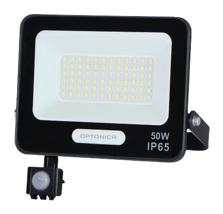 LED Floodlight, Black, PIR Sensor, 50W, 120°, White Light — image 1