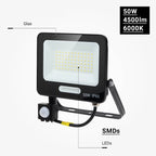 LED Floodlight, Black, PIR Sensor, 50W, 120°, Neutral Light — image 4