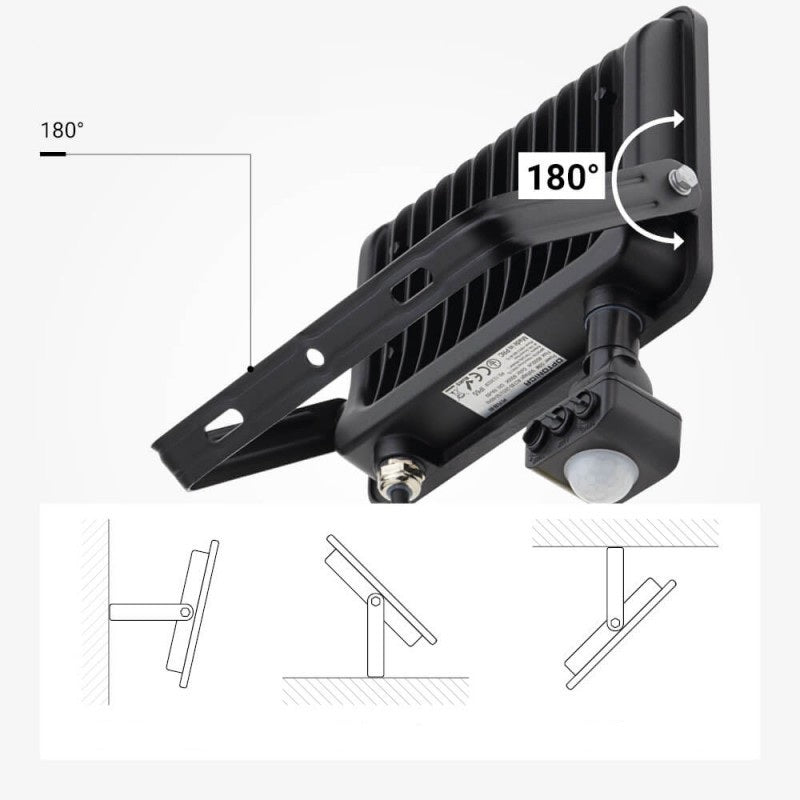 LED Floodlight, Black, PIR Sensor, 50W, 120°, White Light — image 5