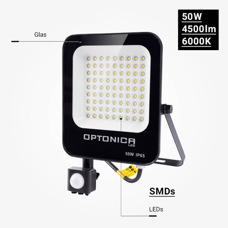 LED Floodlight, Black, PIR Sensor, 50W, White Light — image 4
