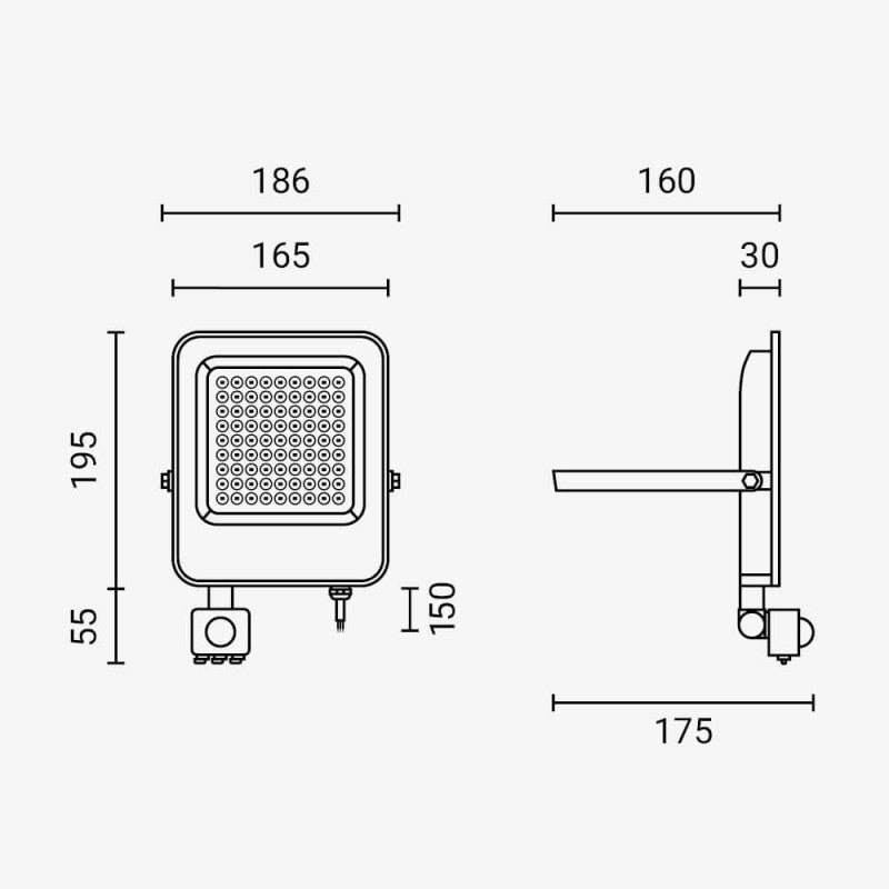 LED Floodlight, Black, PIR Sensor, 50W, White Light — image 6